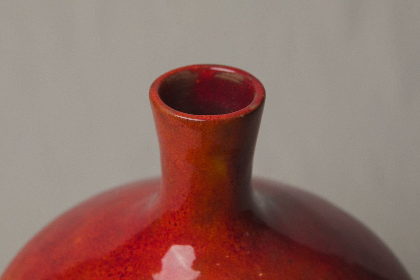 Red VASE with Glaze Runs by Éva Bod _ 1012