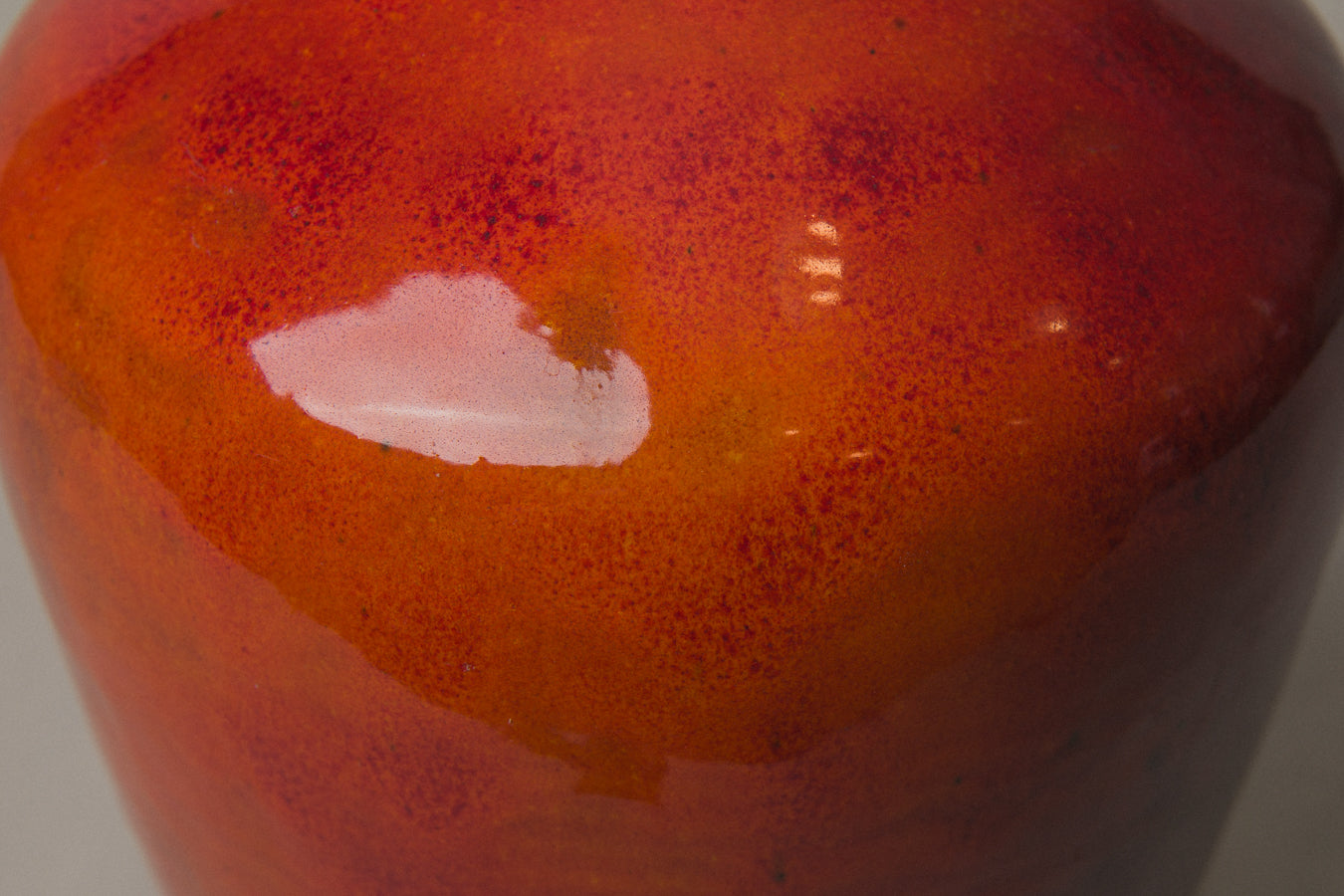 Red VASE with Glaze Runs by Éva Bod _ 1012