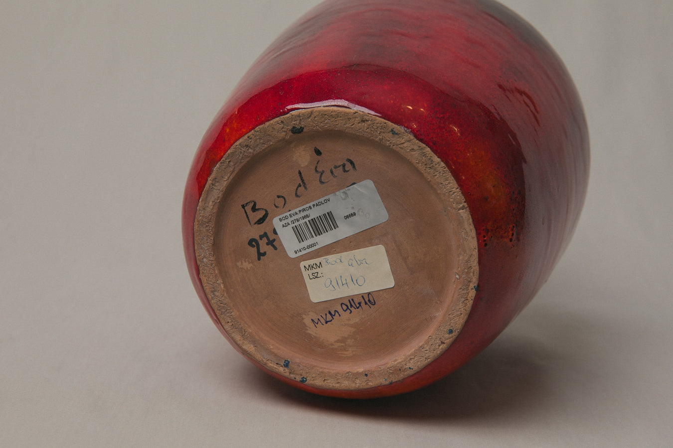 Red VASE with Glaze Runs by Éva Bod _ 1012