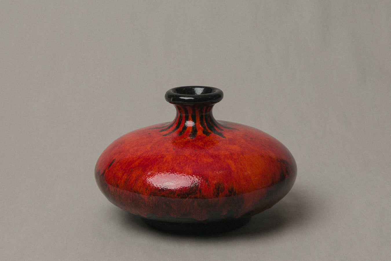 Vintage VASE with poured red glaze _ 1015