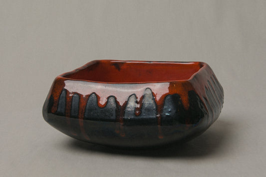Red glazed BOWL by Pesthidegkút Ceramics Factory _ 1016