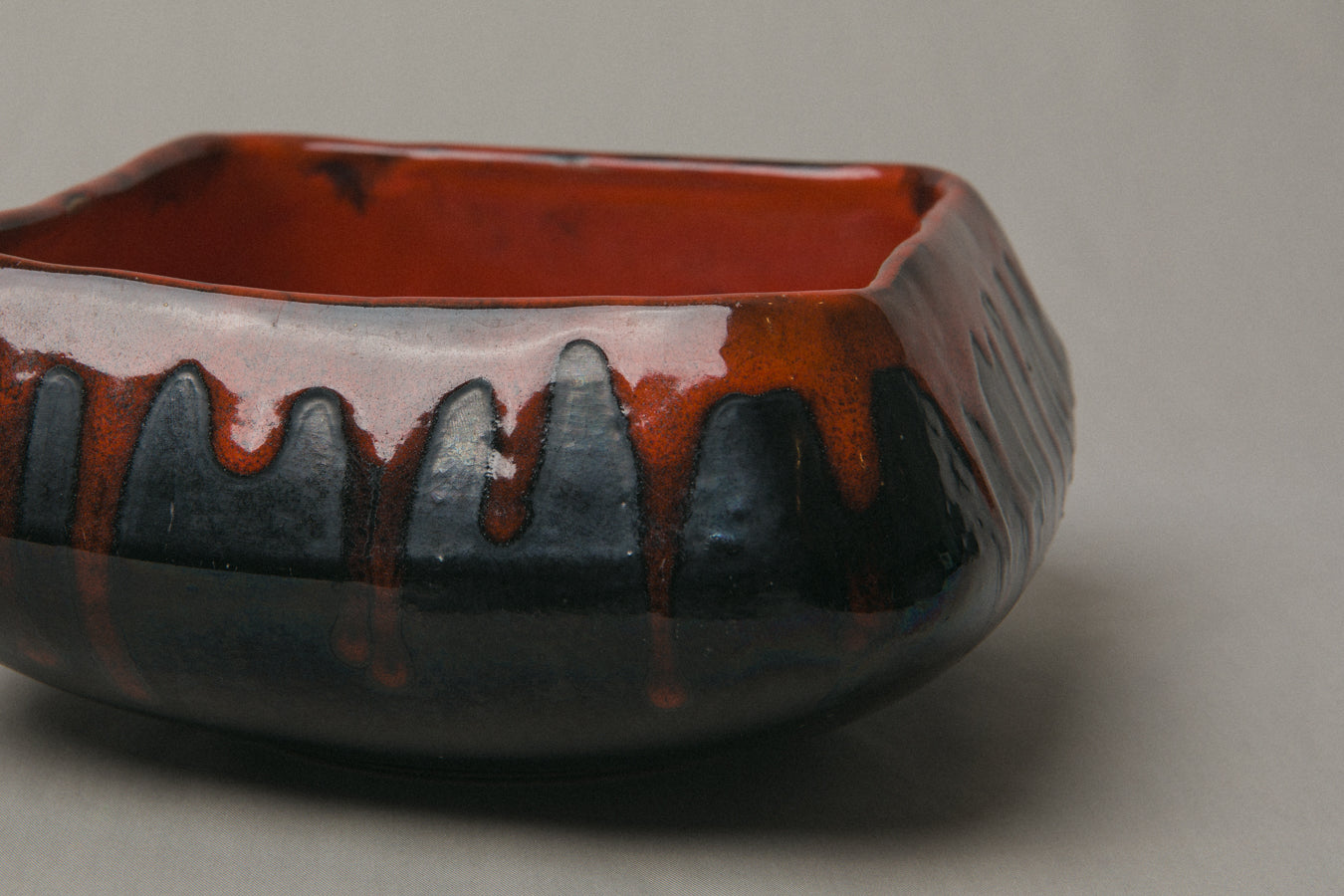 Red glazed BOWL by Pesthidegkút Ceramics Factory _ 1016