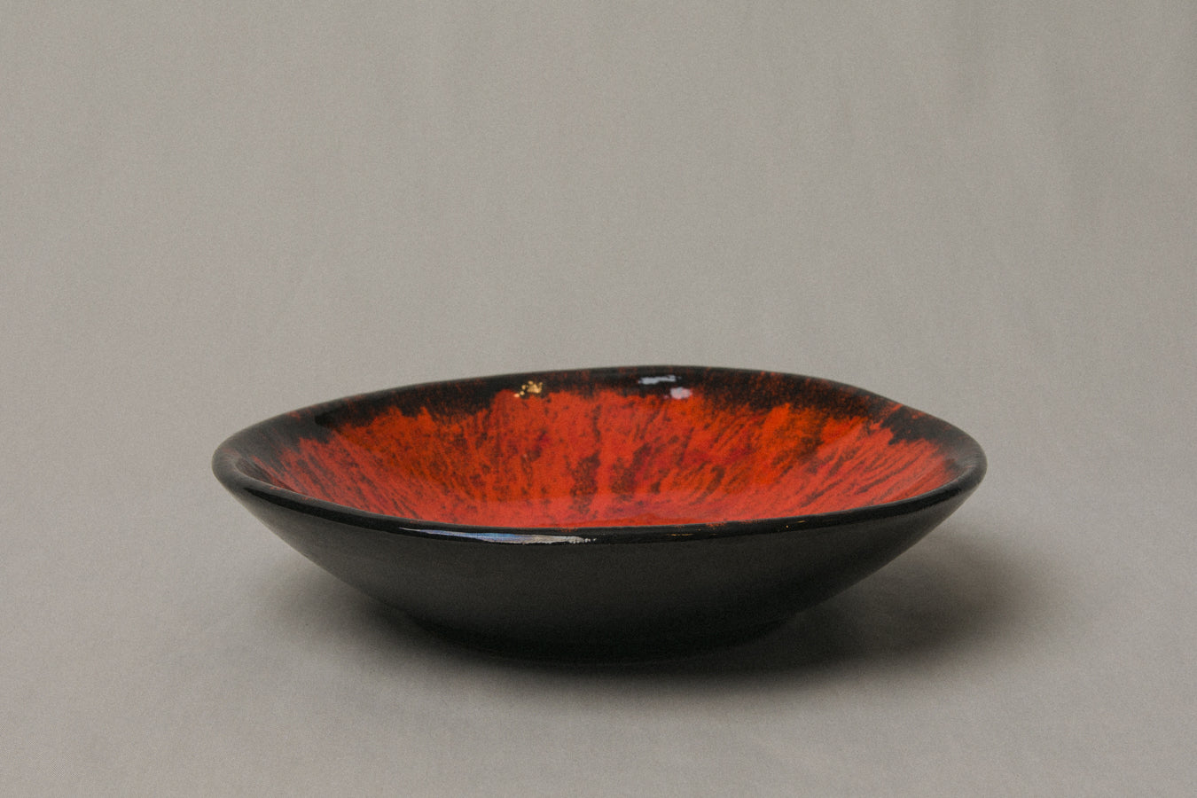 Orange glazed PLATE by Pesthidegkút Ceramics Factory _ 1017