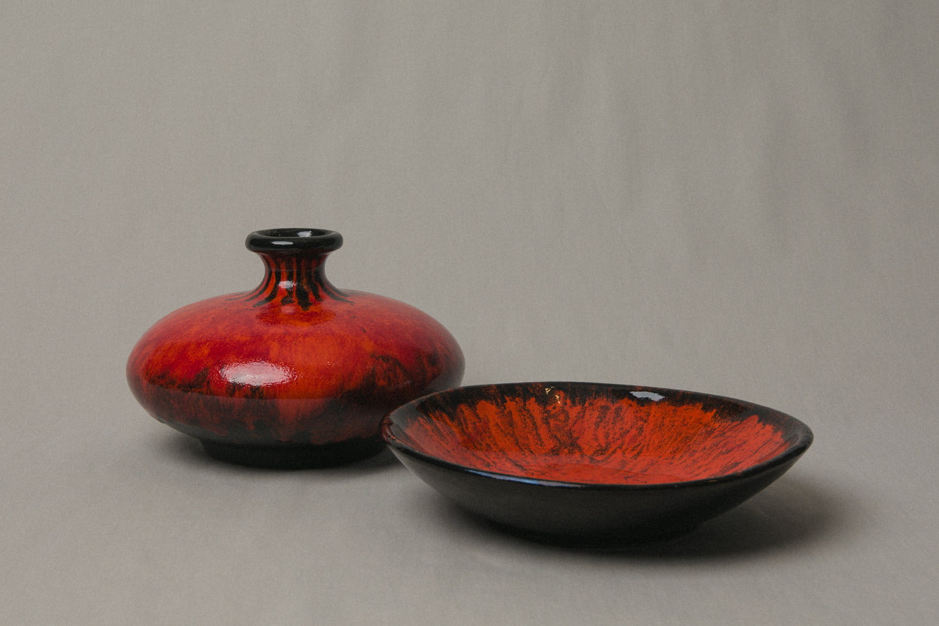 Vintage VASE with poured red glaze _ 1015