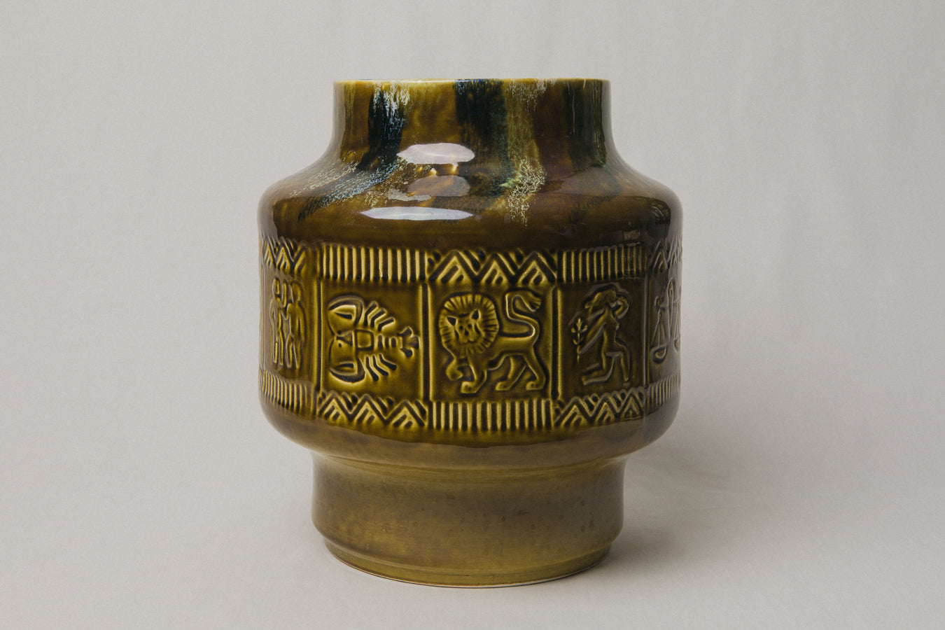 Dark green Zodiac FLOOR VASE _ 1020