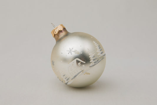 Vintage GLASS ORNAMENT with village motif _ 1080
