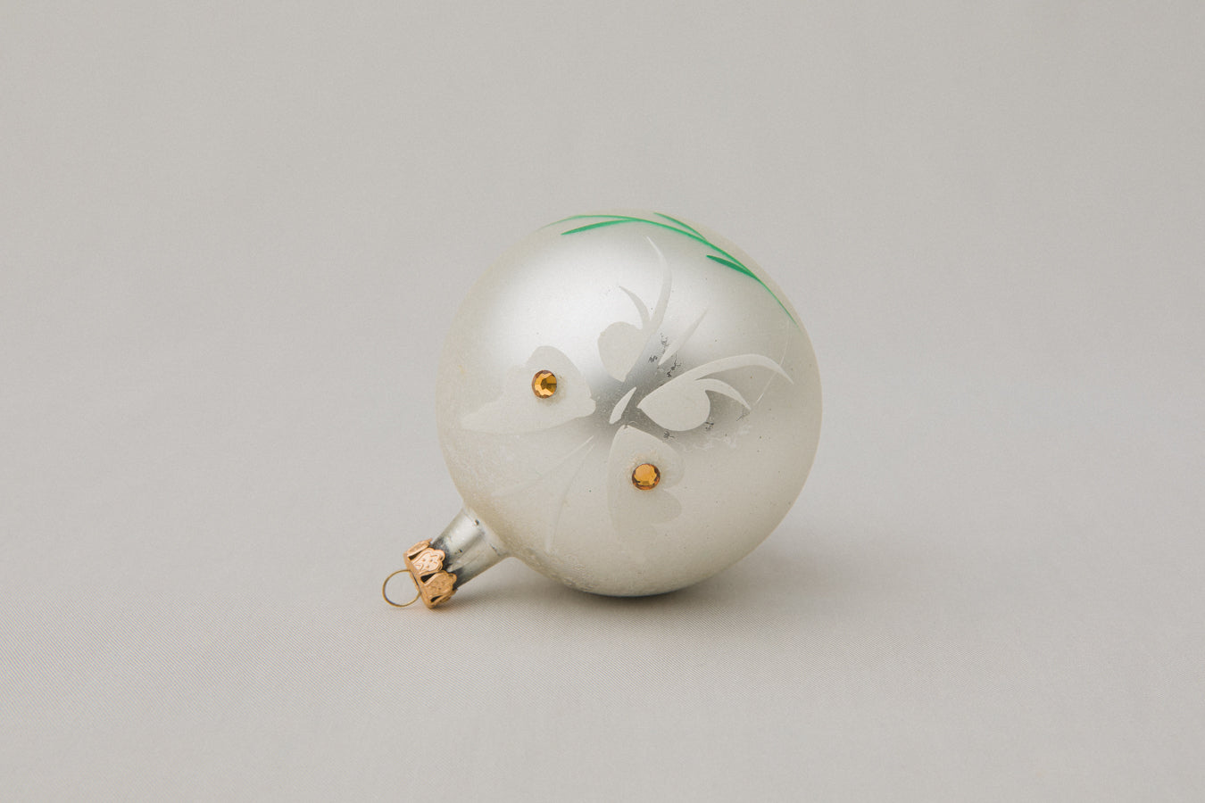 Vintage GLASS ORNAMENT with butterfly motif _ 1082