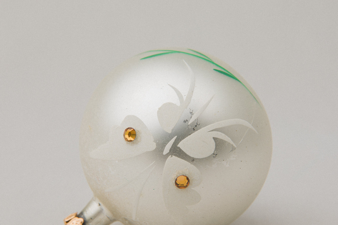 Vintage GLASS ORNAMENT with butterfly motif _ 1082