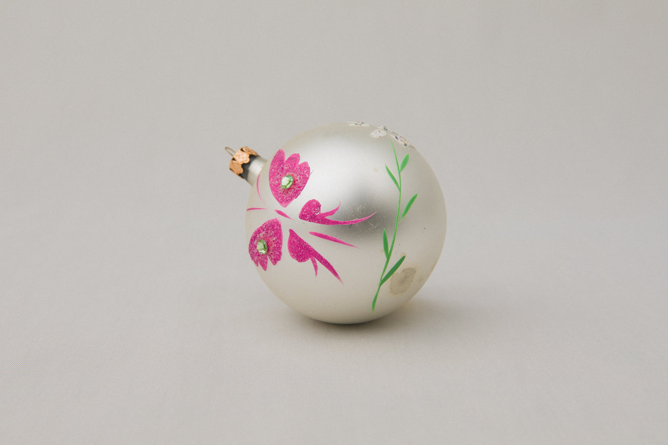 Vintage GLASS ORNAMENT with butterfly motif _ 1084