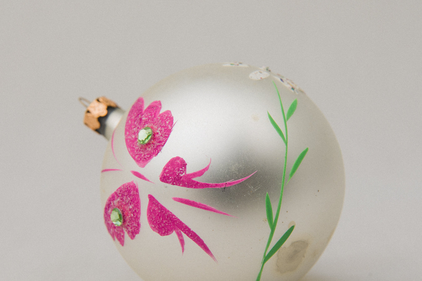 Vintage GLASS ORNAMENT with butterfly motif _ 1084