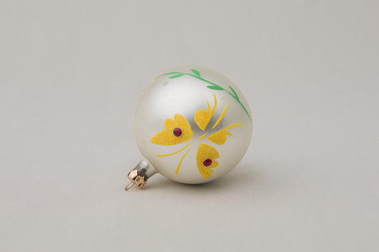 Vintage GLASS ORNAMENT with butterfly motif _ 1085