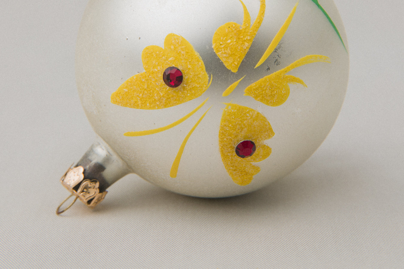 Vintage GLASS ORNAMENT with butterfly motif _ 1085