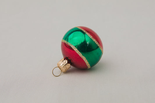Vintage GLASS ORNAMENT with green stripe _ 1091