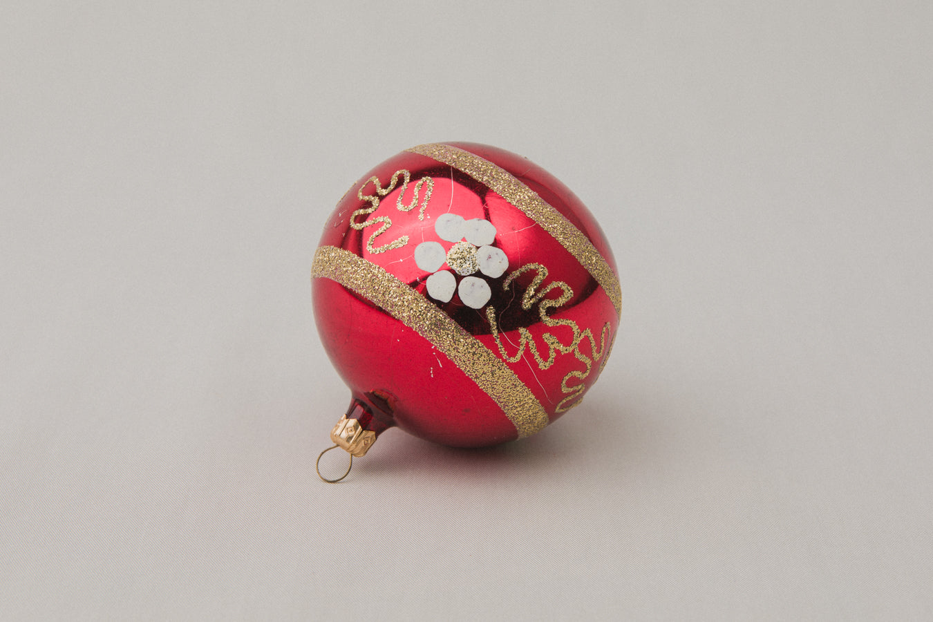 Vintage GLASS ORNAMENT with flower motif _ 1111