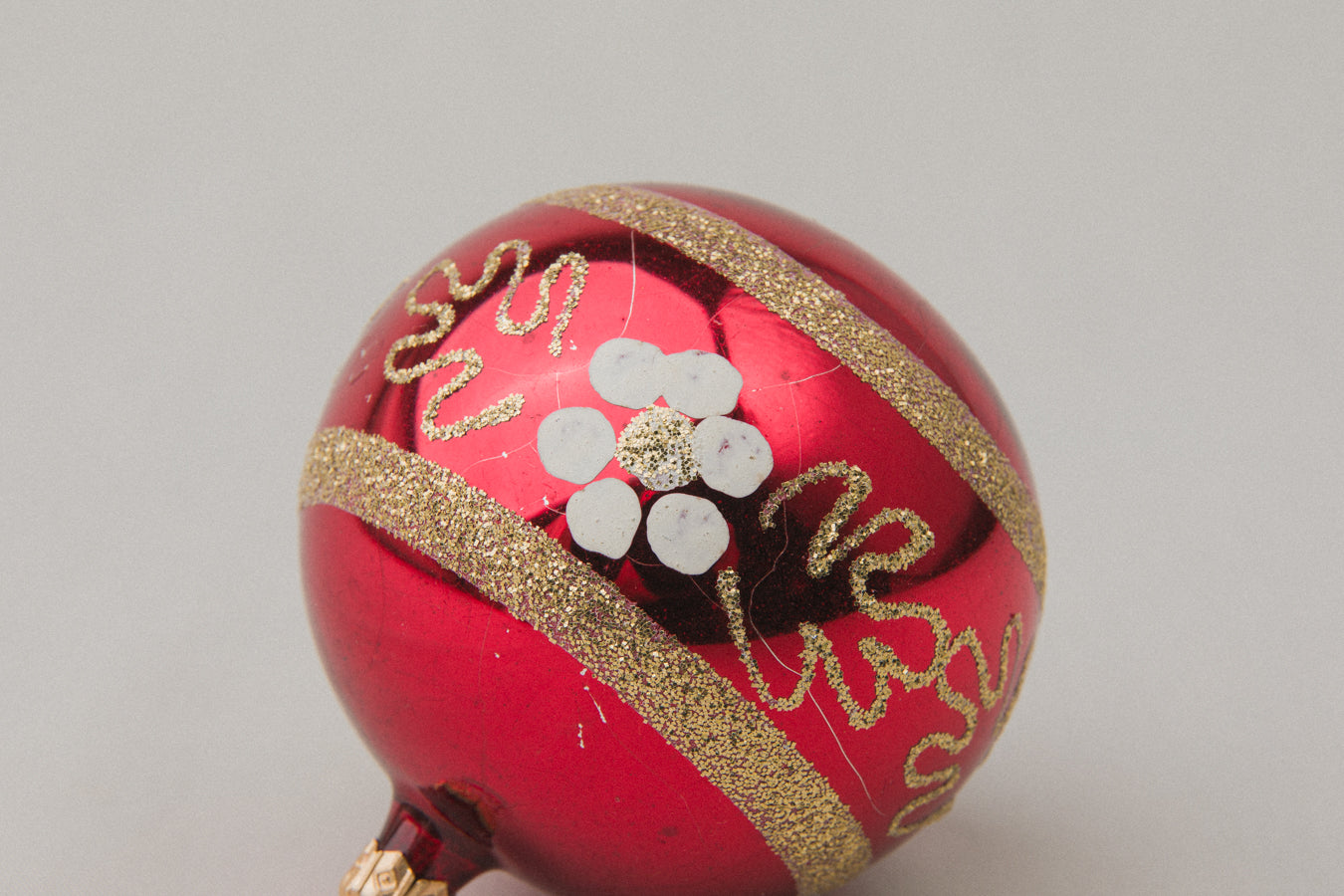 Vintage GLASS ORNAMENT with flower motif _ 1111