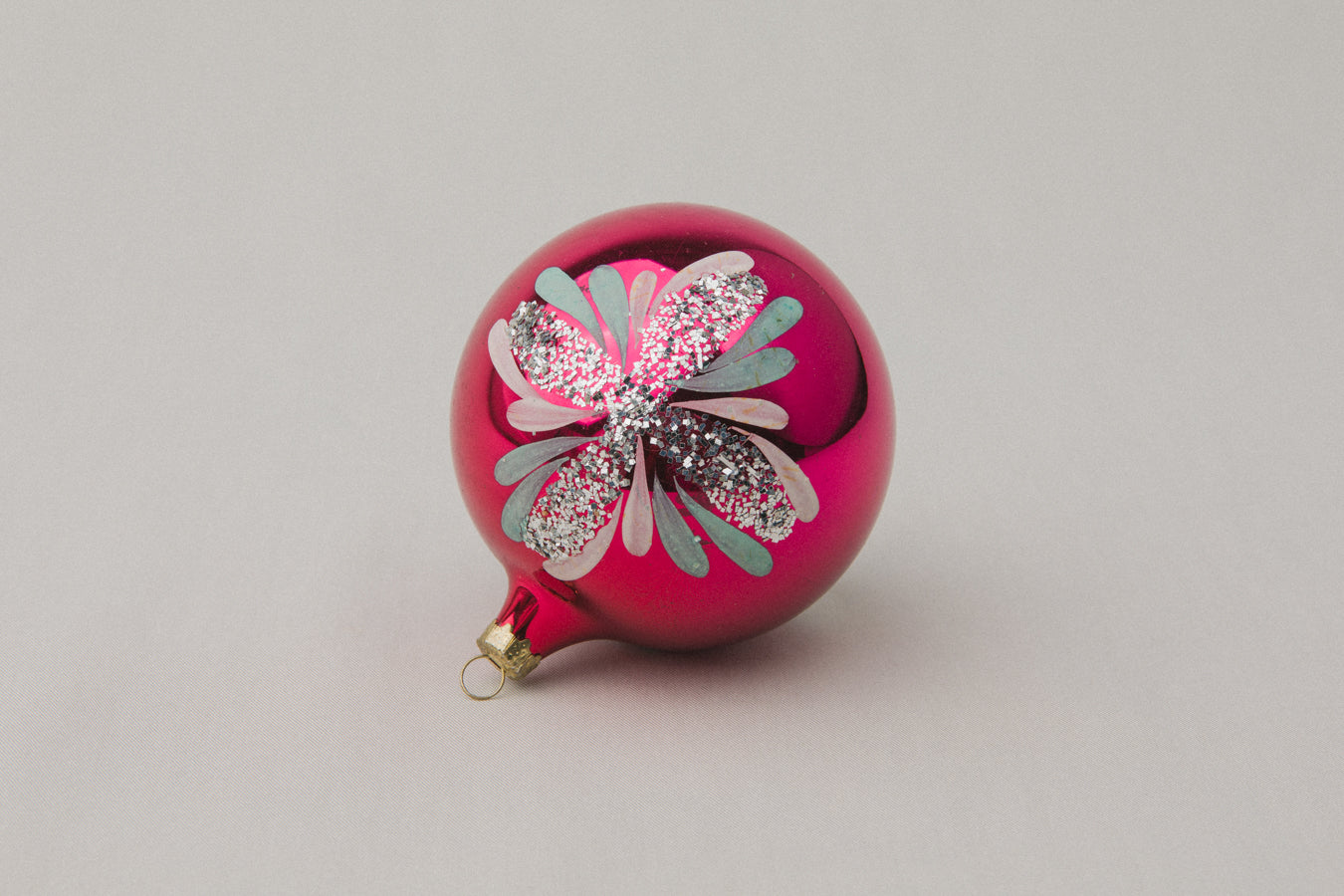 Vintage GLASS ORNAMENT with flower motif _ 1113
