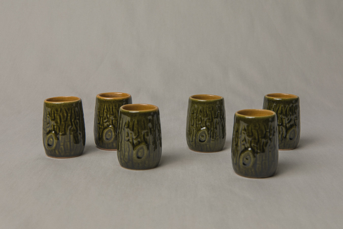 Set of six tree bark TUMBLERS _ 1186
