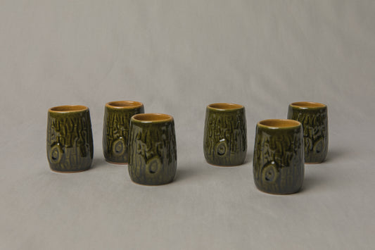 Set of six tree bark TUMBLERS _ 1186