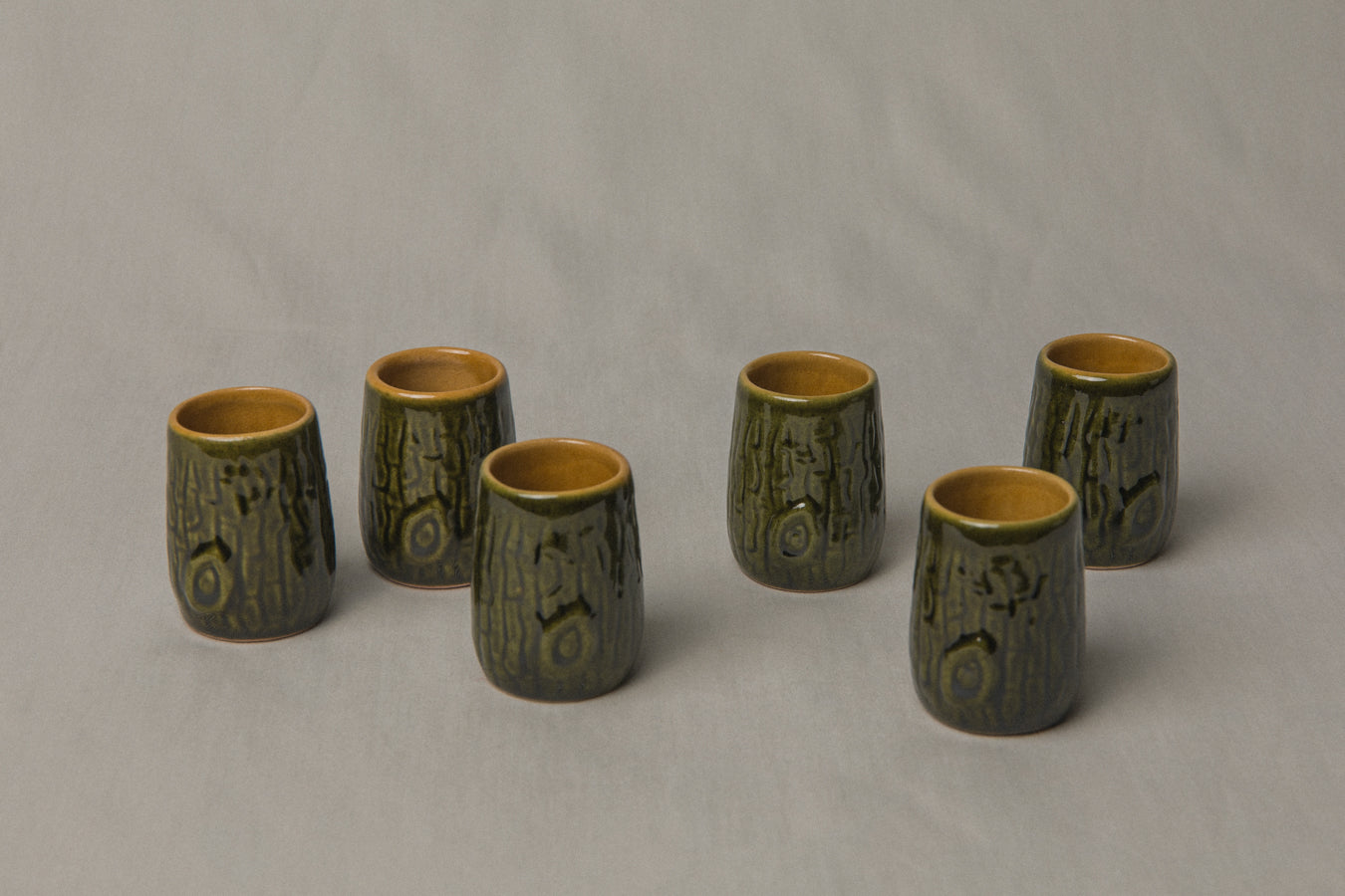 Set of six tree bark TUMBLERS _ 1186