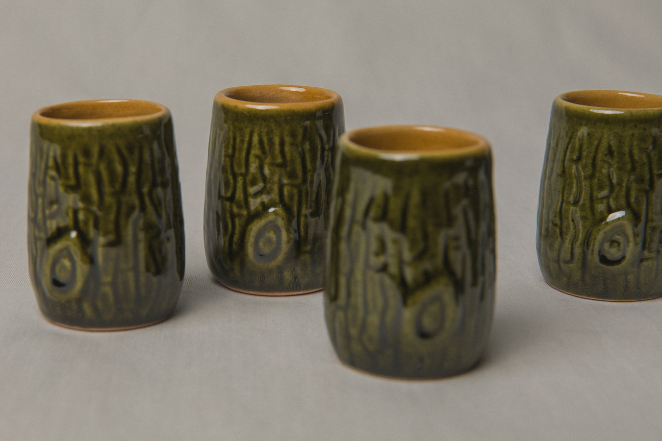 Set of six tree bark TUMBLERS _ 1186