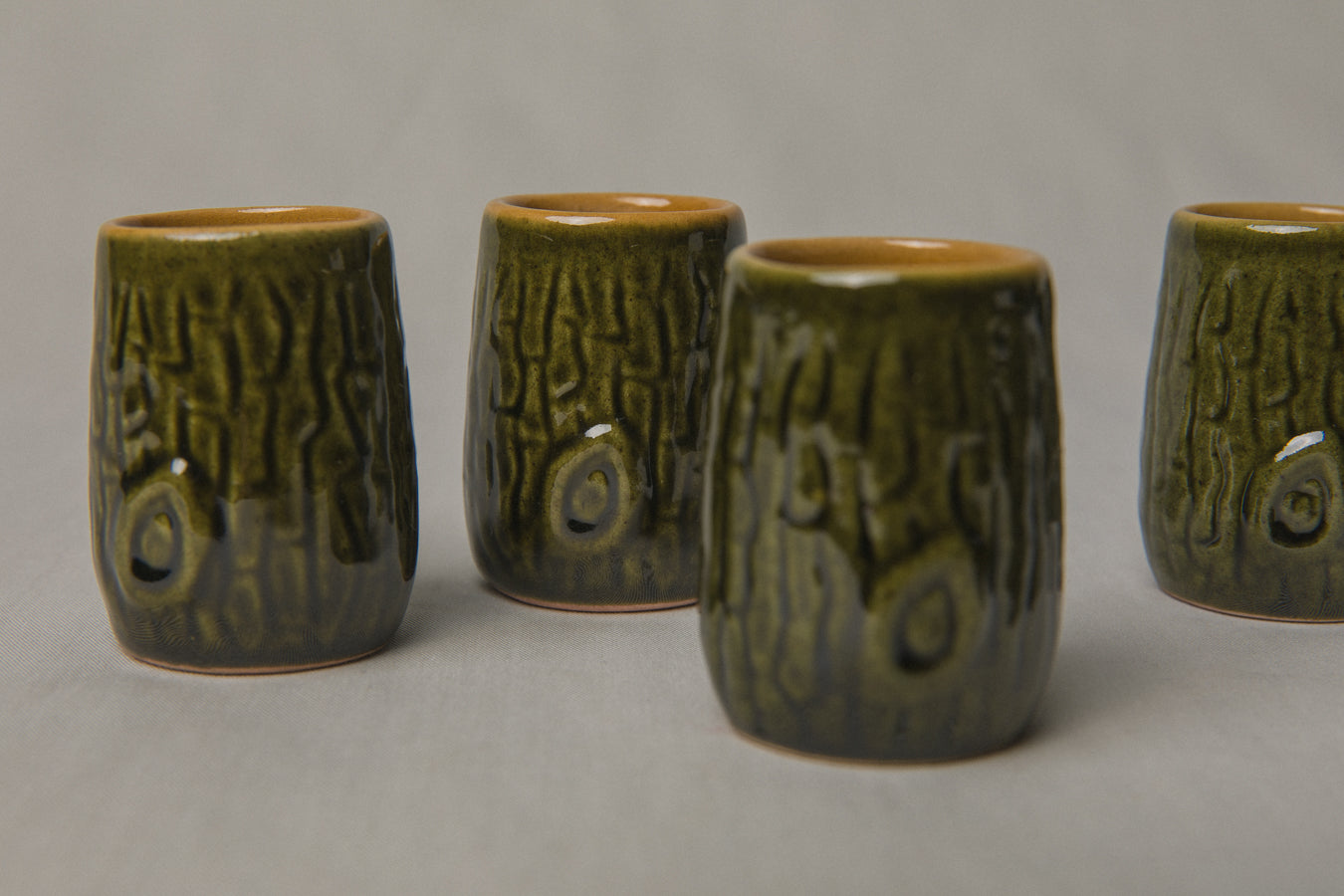 Set of six tree bark TUMBLERS _ 1186