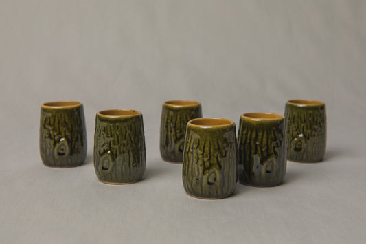 Set of six tree bark TUMBLERS _ 1187