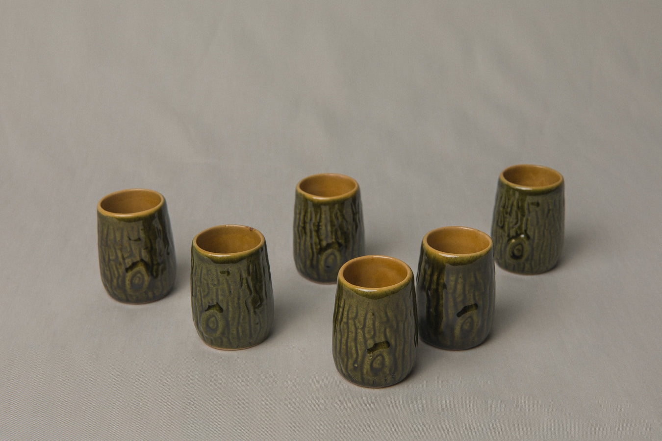 Set of six tree bark TUMBLERS _ 1187