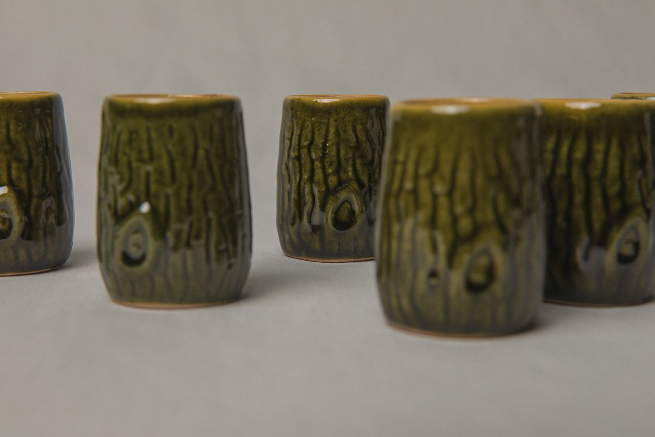 Set of six tree bark TUMBLERS _ 1187