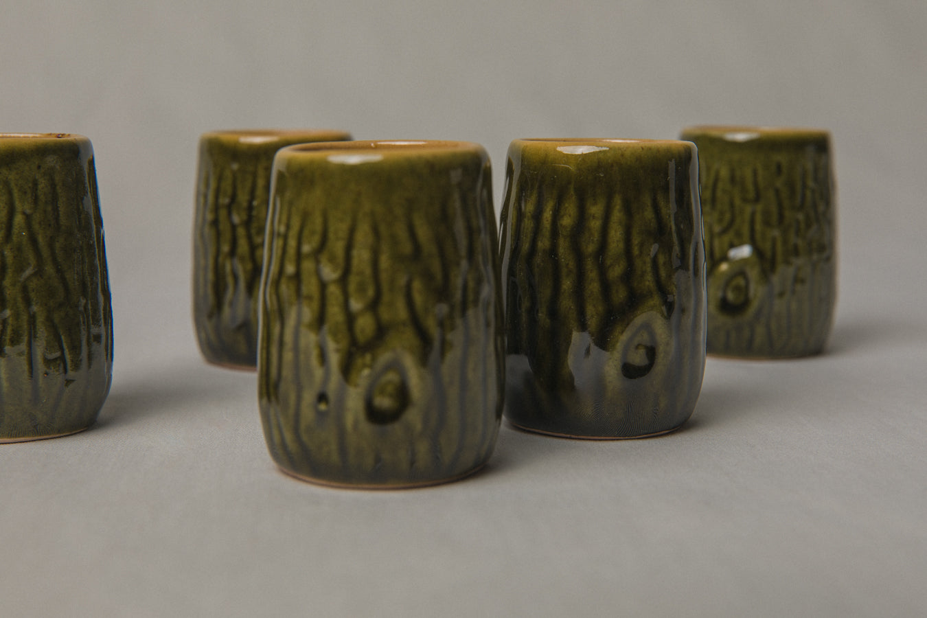 Set of six tree bark TUMBLERS _ 1187