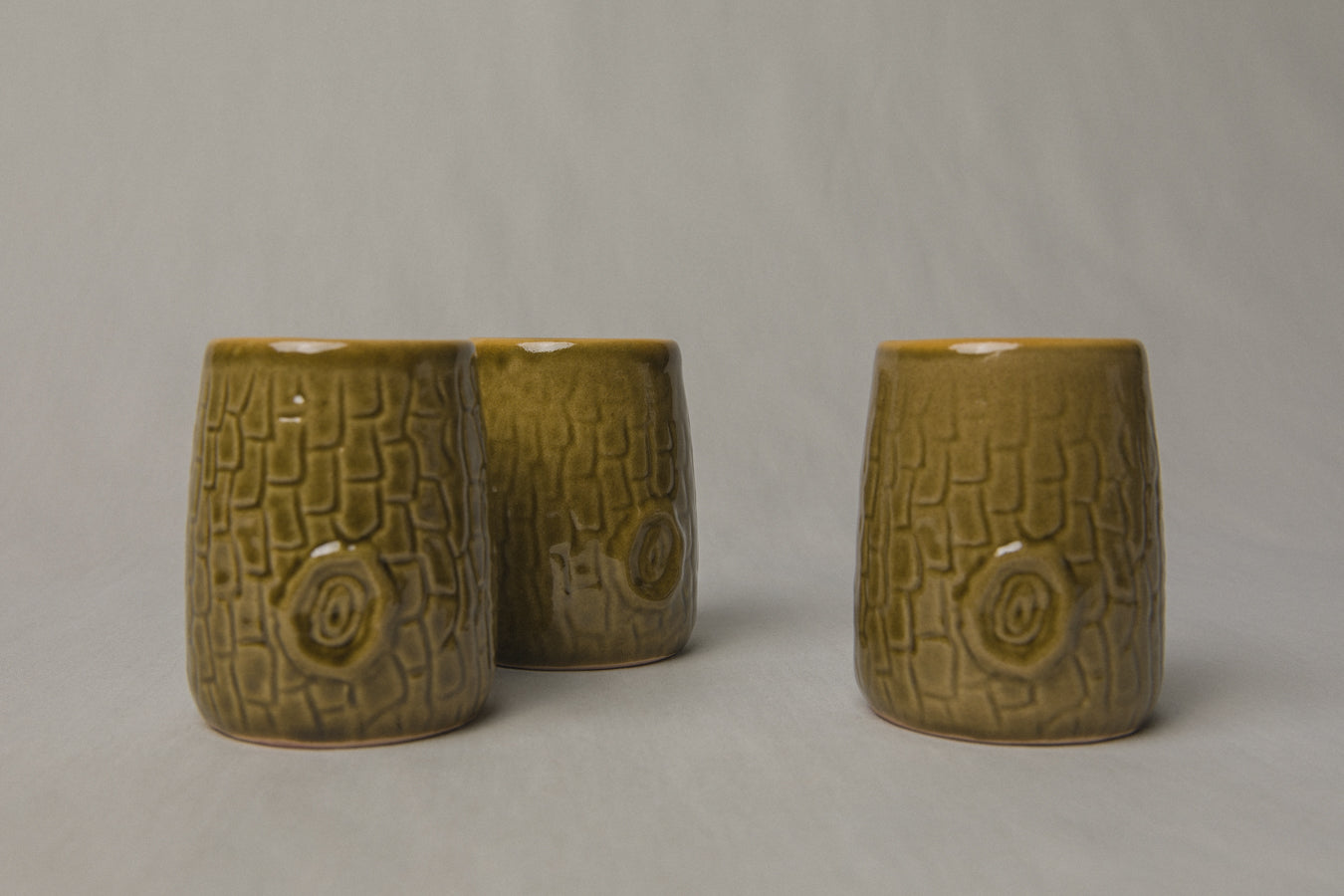 Set of three tree bark TUMBLERS _ 1188