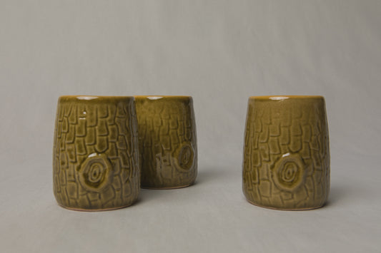 Set of three tree bark TUMBLERS _ 1188