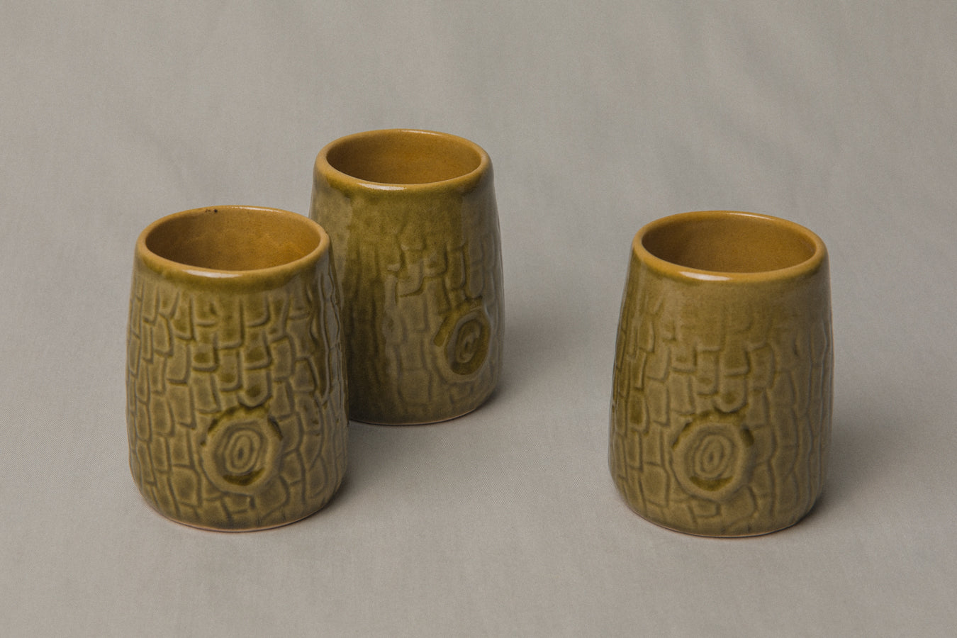 Set of three tree bark TUMBLERS _ 1188