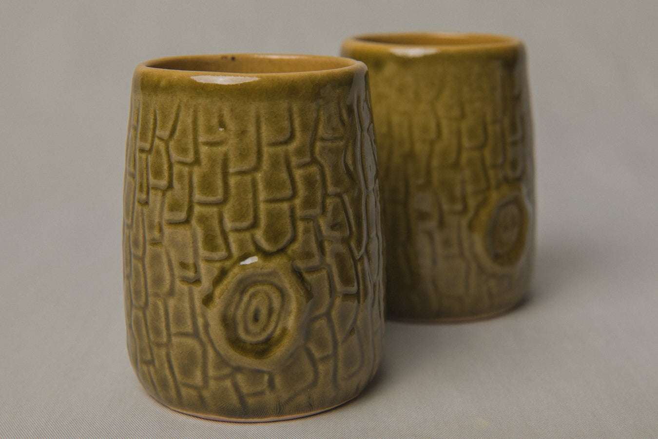 Set of three tree bark TUMBLERS _ 1188