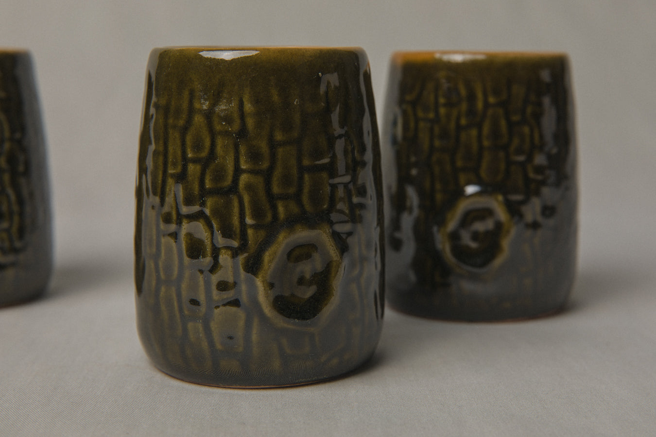 Set of three tree bark TUMBLERS _ 1189
