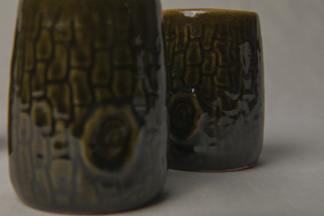 Set of three tree bark TUMBLERS _ 1189