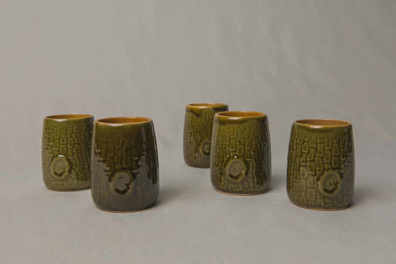 Set of five tree bark TUMBLERS _ 1190