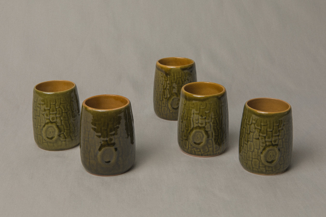 Set of five tree bark TUMBLERS _ 1190