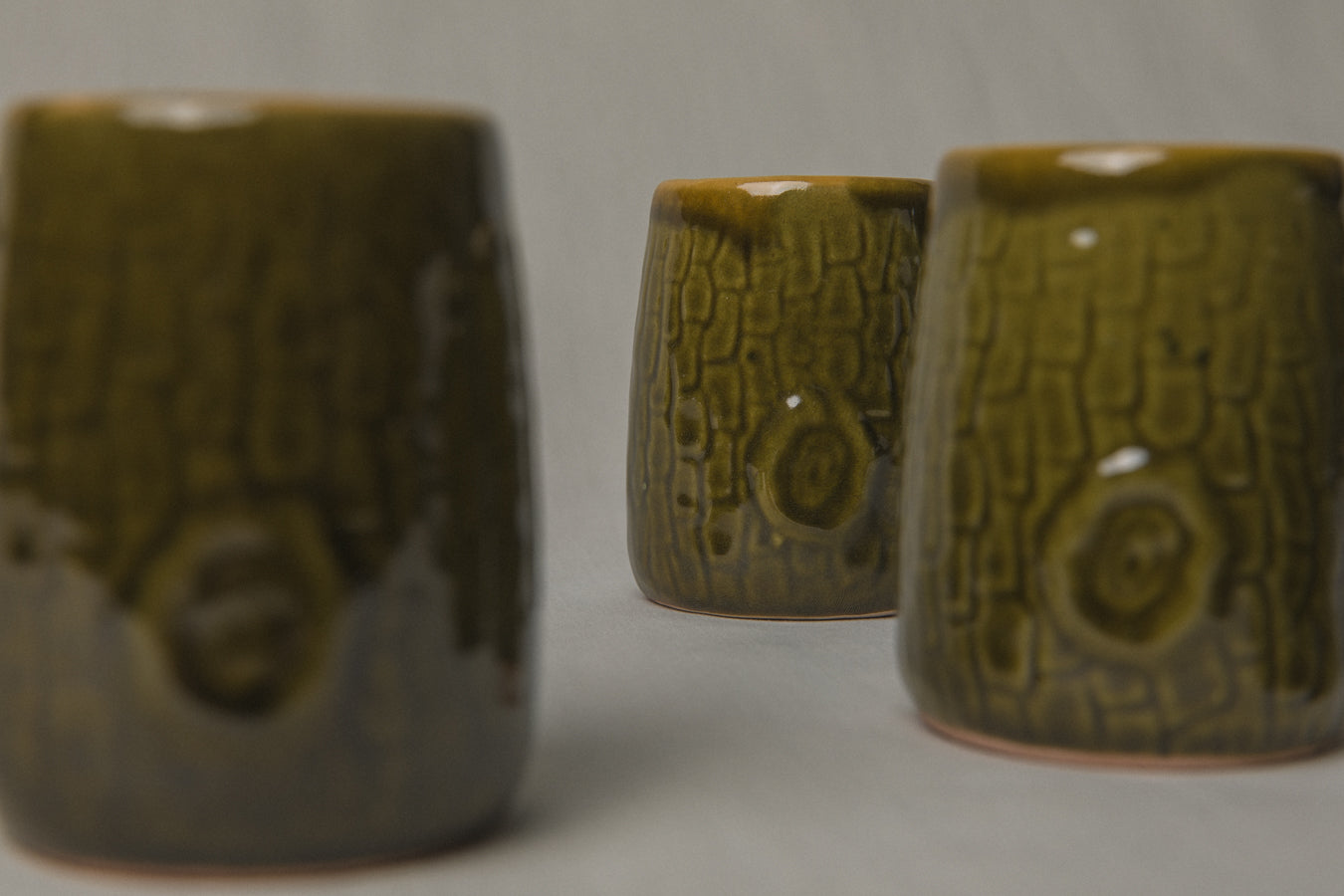 Set of five tree bark TUMBLERS _ 1190