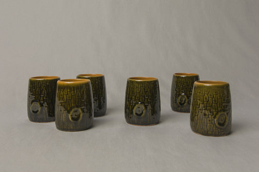 Set of nine tree bark TUMBLERS _ 1191