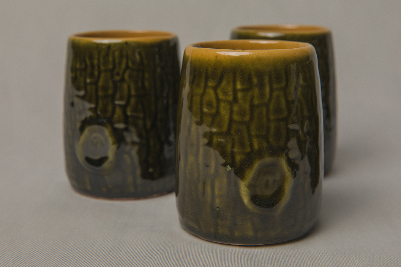 Set of nine tree bark TUMBLERS _ 1191