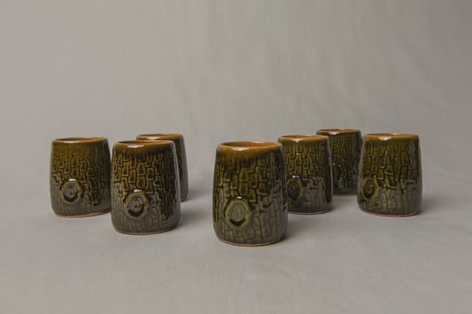 Set of nine tree bark TUMBLERS _ 1192