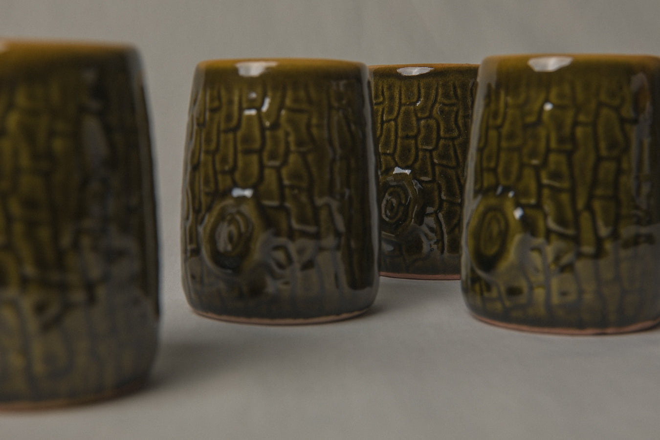 Set of nine tree bark TUMBLERS _ 1192