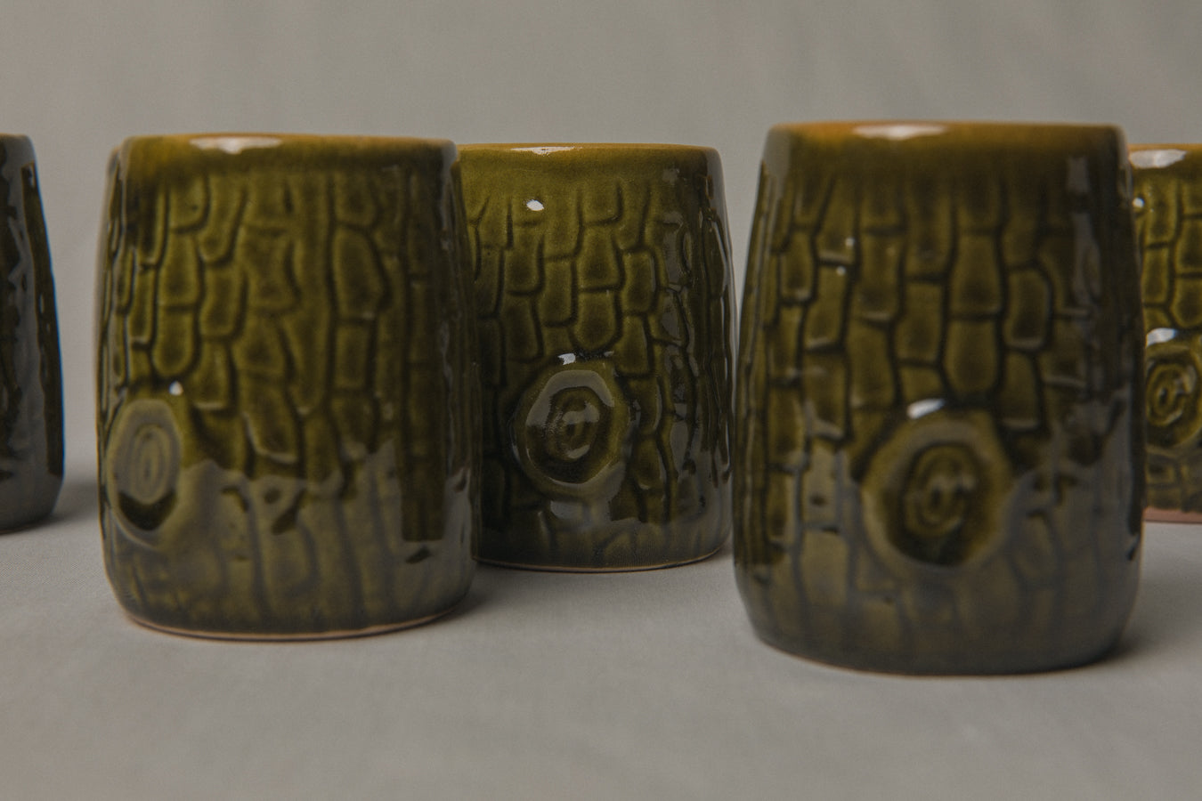 Set of nine tree bark TUMBLERS _ 1193
