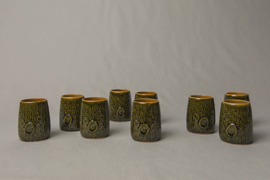 Set of nine tree bark TUMBLERS _ 1194