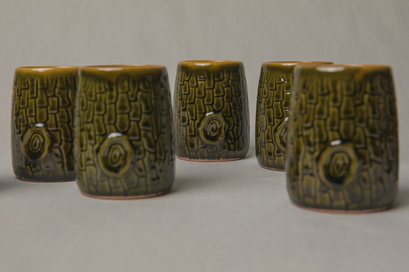 Set of nine tree bark TUMBLERS _ 1194