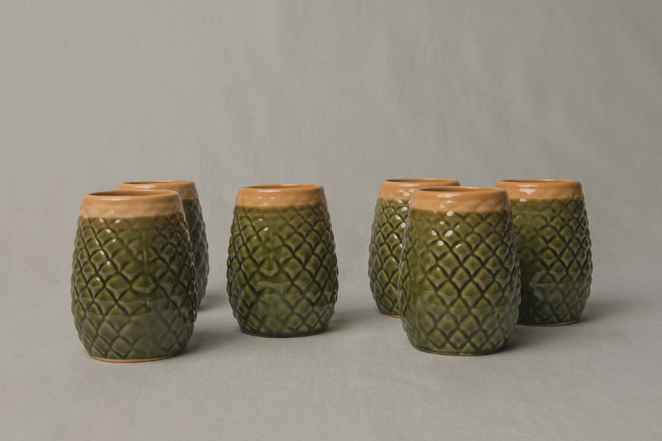 Set of six pine cone TUMBLERS _ 1195