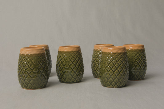 Set of six pine cone TUMBLERS _ 1195