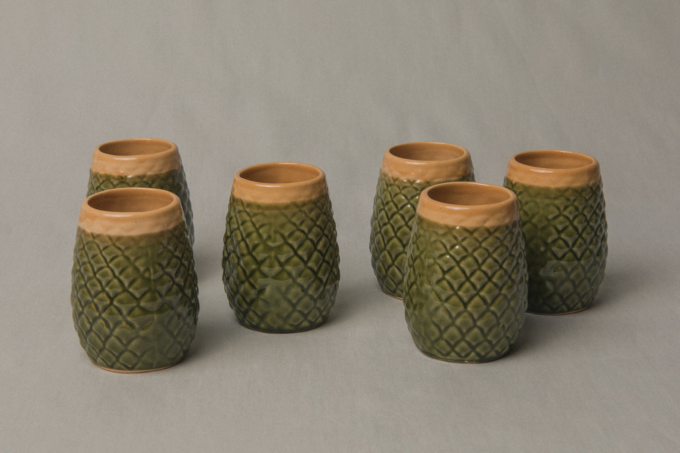 Set of six pine cone TUMBLERS _ 1195