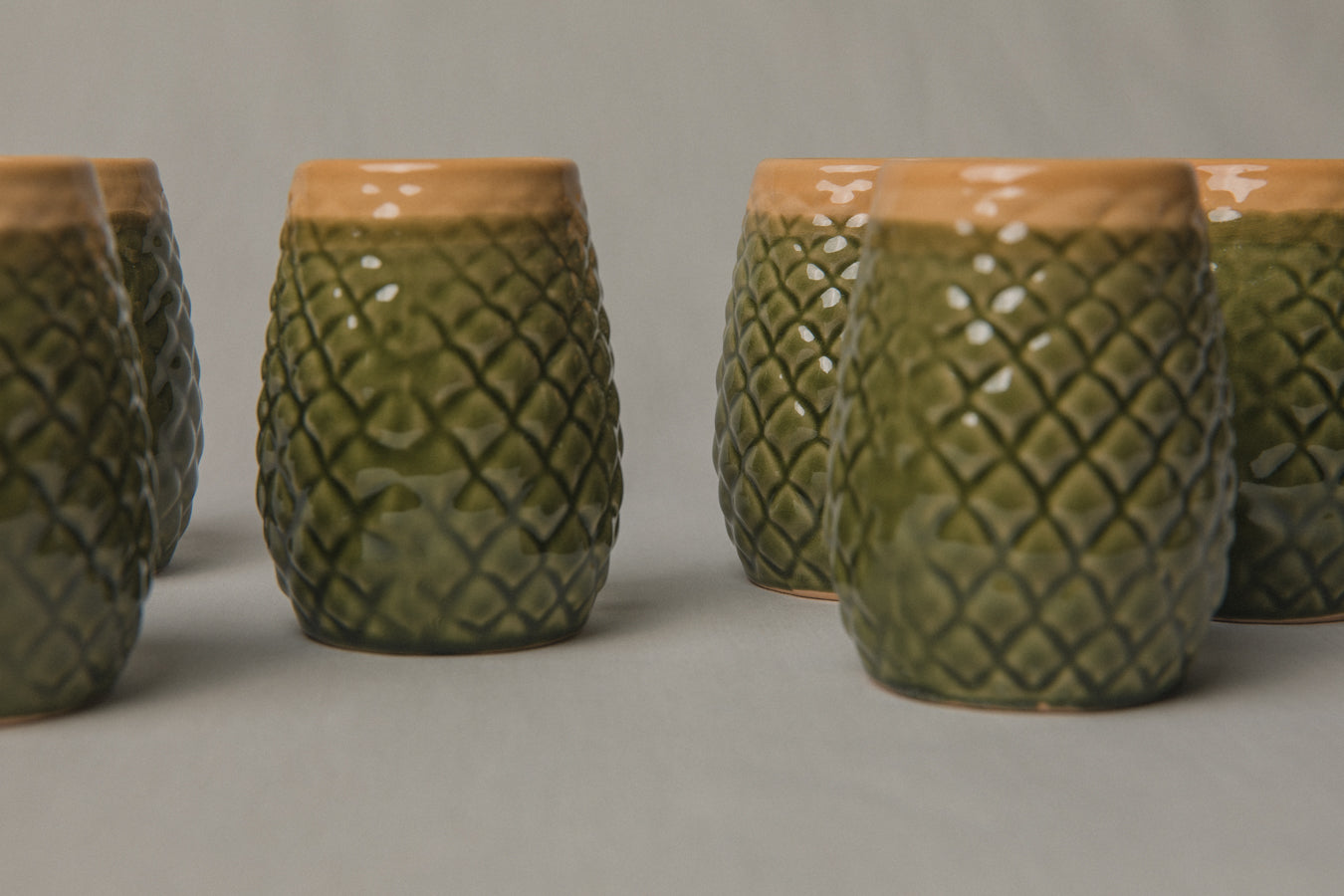 Set of six pine cone TUMBLERS _ 1195