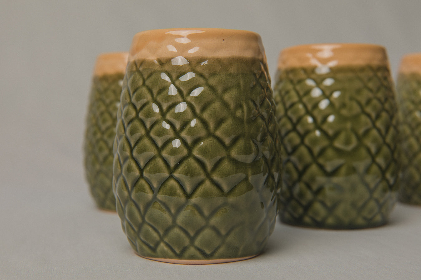 Set of six pine cone TUMBLERS _ 1195